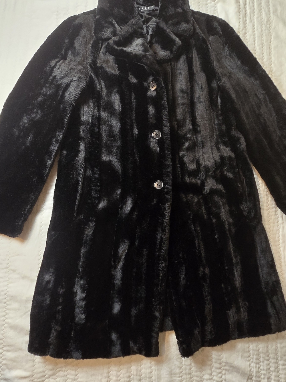 Sisley Black Faux-Fur Pea Coat